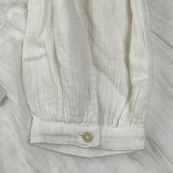 LOFT Square Neck Flounce Swing Dress Size S Cotton Muslin Mini White NEW - Picture 7 of 12